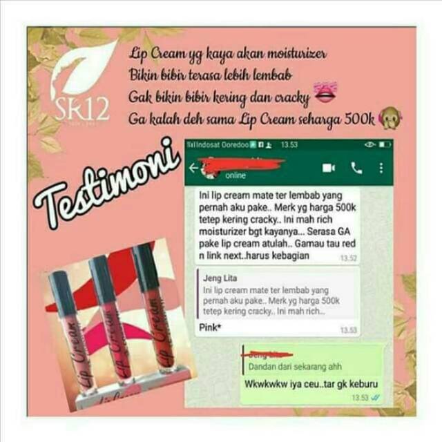 LIP CREAM 01 RED / LIPCREAM SR12 BPOM / BEBAS PARABEN MOIST LEMBUT DAN NYAMAN DI BIBIR