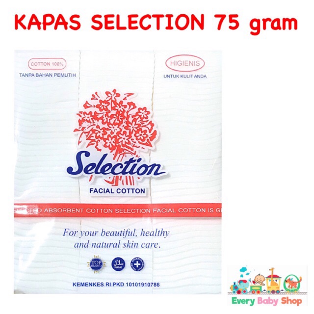 SELECTION Kapas Wajah 75gr FACIAL COTTON 75 gr - 50 gr untuk Bayi / Perawatan Kecantikan