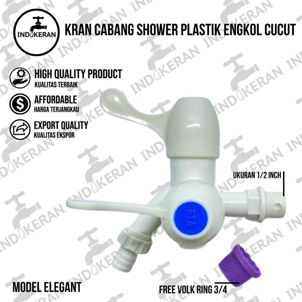 INDOKERAN -  Kran Cabang Shower Plastik Engkol Cucut -  1/2 Inch