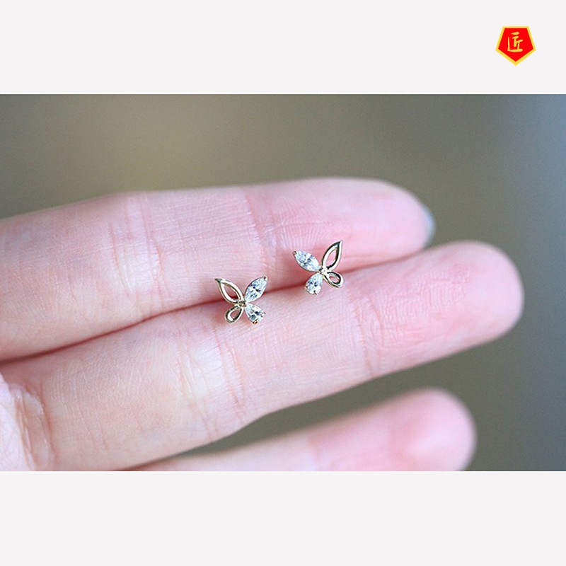 [Ready Stock]Fashionable All-Match Shining Hollow Butterfly Stud Earrings