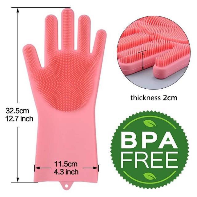 Magic Gloves Brush - Sarung Tangan Cuci Piring Magic Silicon Cleaning Gloves Anti Panas Oven Pembersih Alat Masak