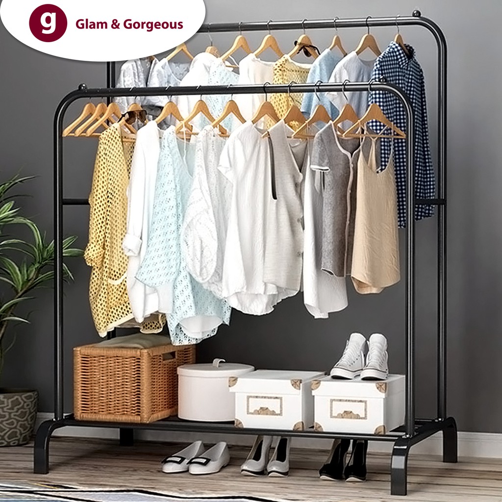 Rak Gantungan Baju Jemuran Pakaian Double Pole Cloth Hanger - GHR005