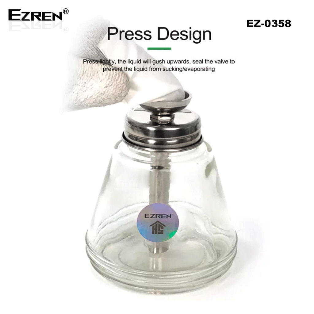 Ezren EZ-0358 Botol Alkohol Kaca Stainless Jenis Penekan pipa