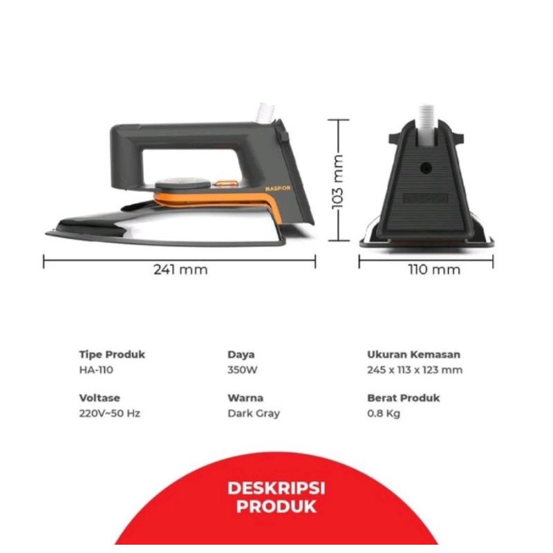 Setrika maspion Ha - 110 bisa cod byr di tempat untuk pengiriman J&amp;T