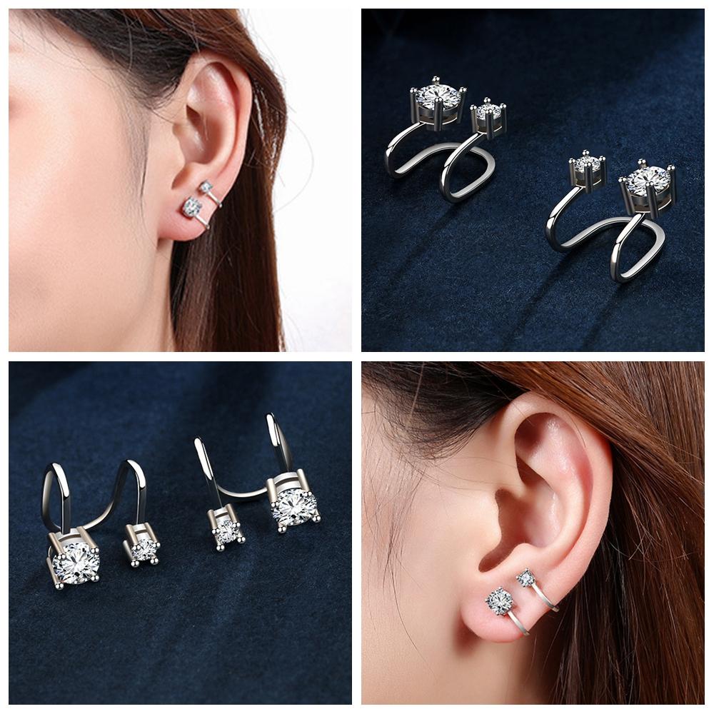 Preva Zirkon Manset Telinga 6mm 4mm Wanita Pria Perhiasan Anting Non Tindik