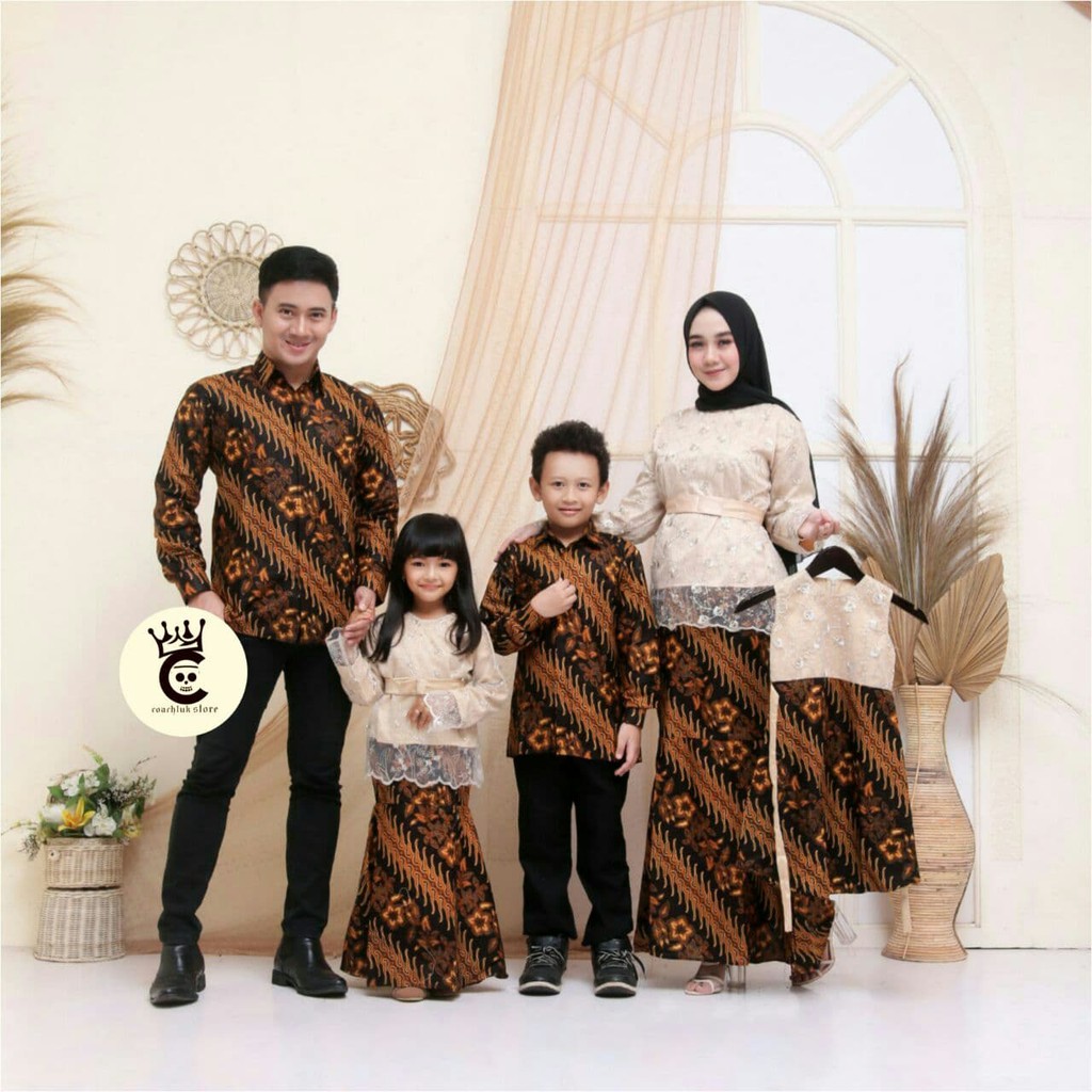 Jual Baju Batik Couple Keluarga Modern Kebaya Set Seragam Sarimbit Batik Pasangan Suami Istri