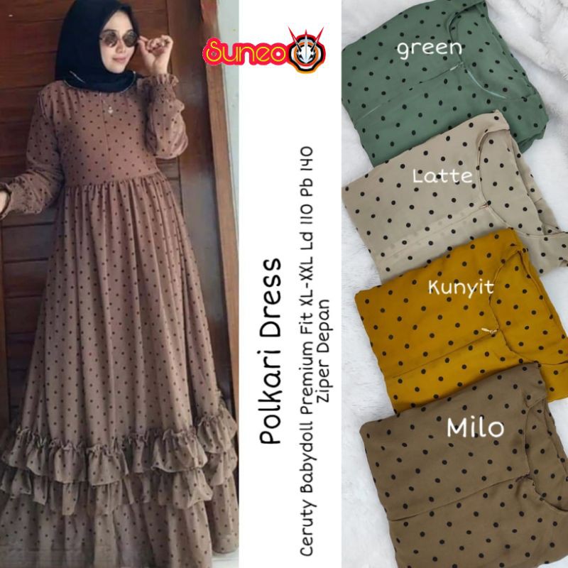 POLKARI POLKANA DRESS /OLSHOP SOLO/ORI SOLO/UWAIS/RATU