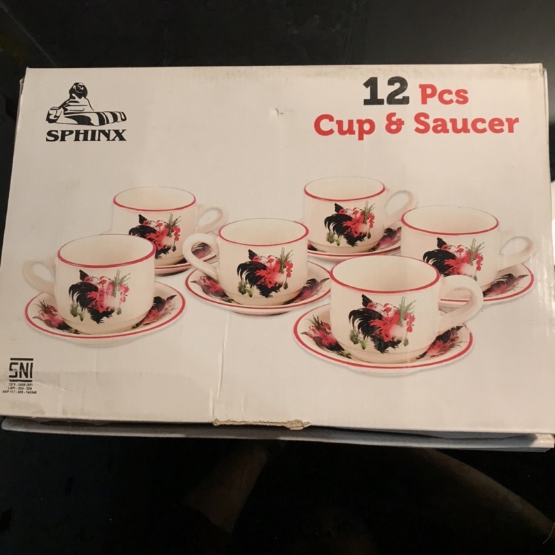 SPHINX 12CS CUP & SAUCER / CANGKIR KERAMIK SET / MUG SET / CANGKIR +TATAKAN / CANGKIR +LEPEK /GELAS 