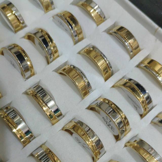 Cincin titsnium isi 36pcs dua warna polos