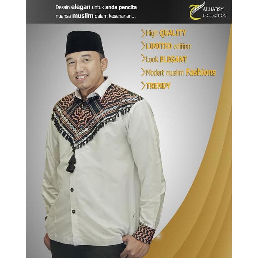 Promo Baju Koko Pria Modern, Baju Koko Sorban Terbaru Alhabsyi Collection Limited