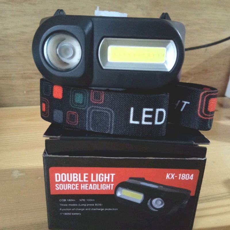 Headlamp LED COB 3 Mode FREE BATERAI/Double Light