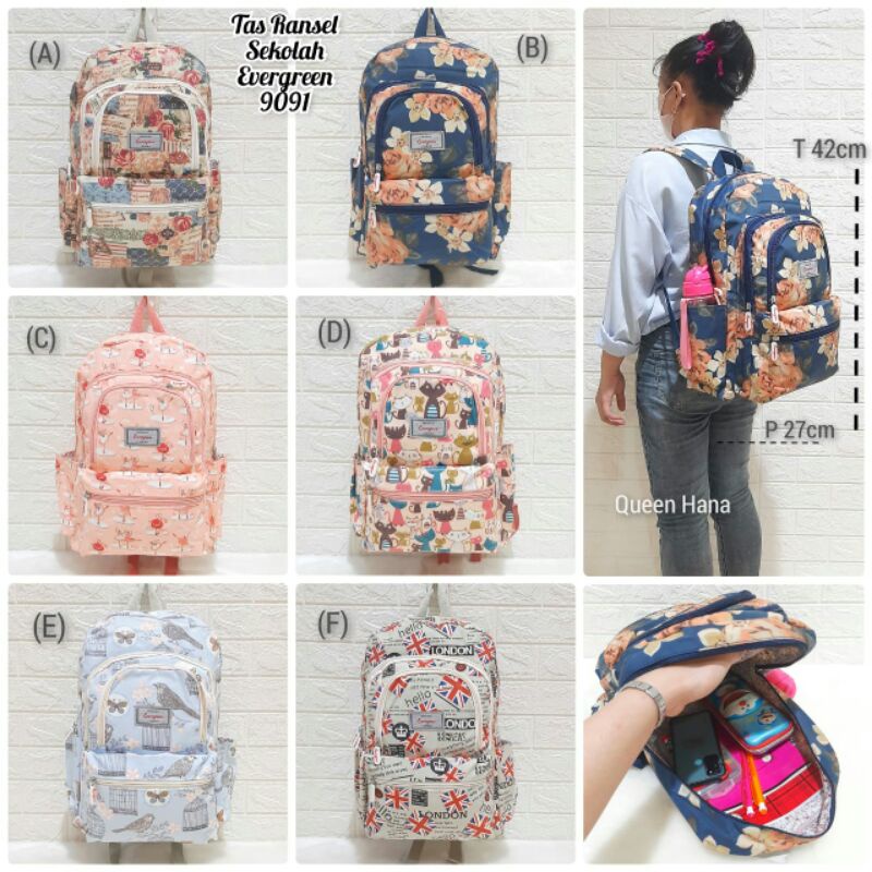 New Tas Ransel Sekolah Remaja Evergreen Tas Anak Cewe