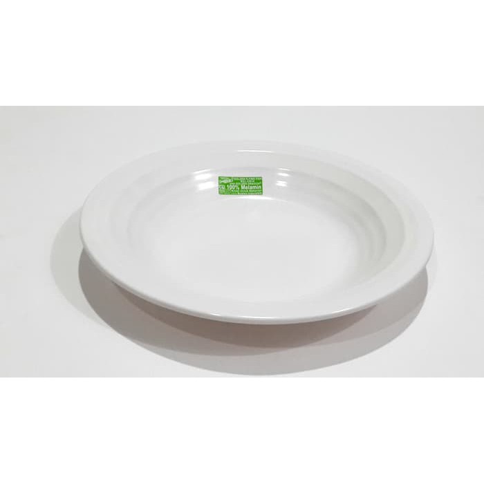 P1001 Piring Melamin Ulir Datar 10 Inc Putih Gading Golden Flying Fish