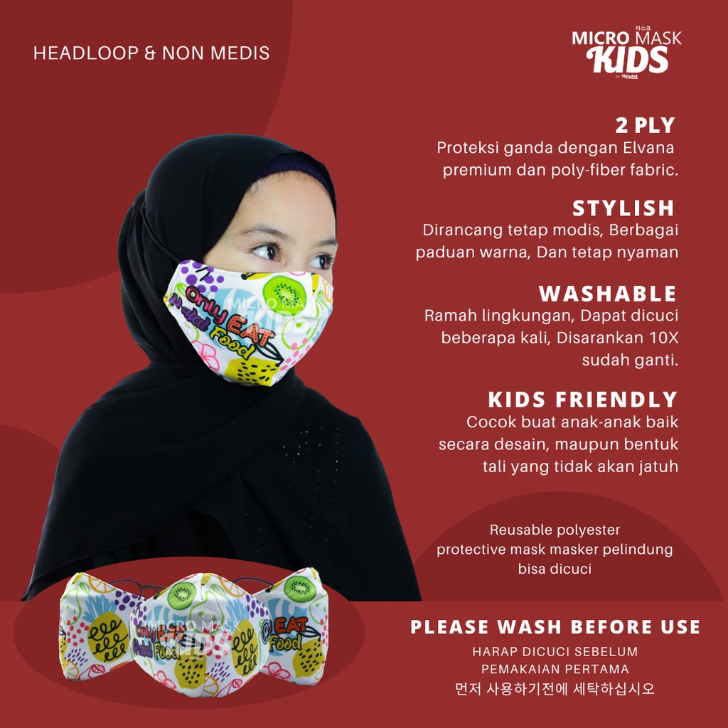 MICRO MASK KIDS® ONLY EAT HALAL FOOD Masker kain Masker Masker hijab kain Masker kain hijab motif-HALAL 02