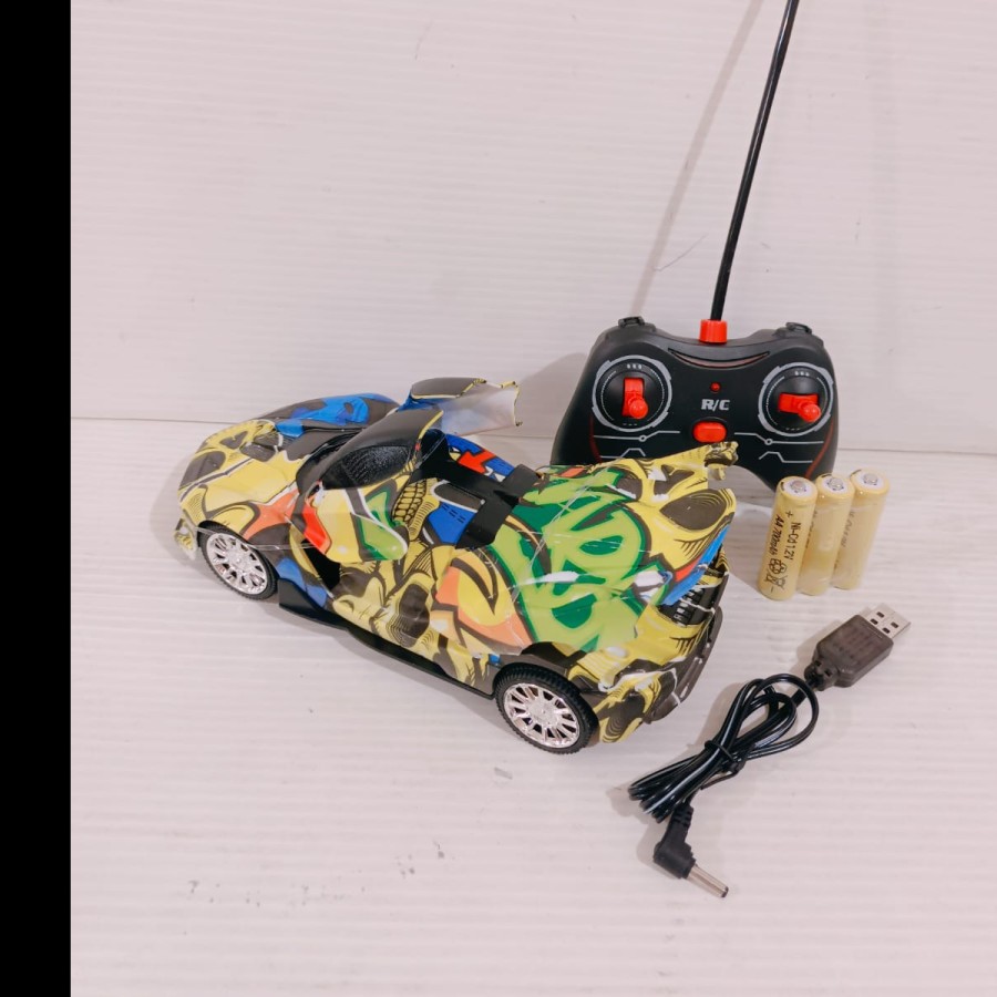 mainan mobil rc Abstrak/ mobil corak remote control / mobilan rc + baterai cas