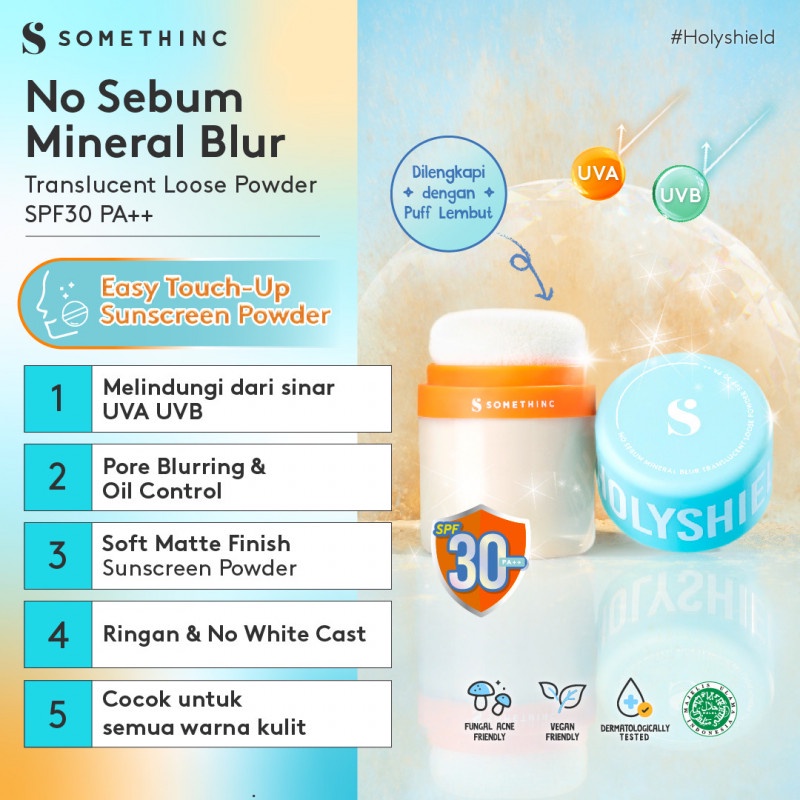 SOMETHINC No Sebum Mineral Blur Translucent Loose Powder SPF 30 PA++ - Easy Touch Up Sunscreen Powder