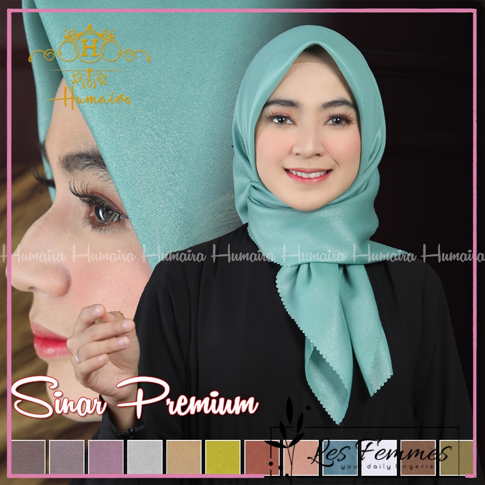 Hijab muslimah segi empat sinar premium polos