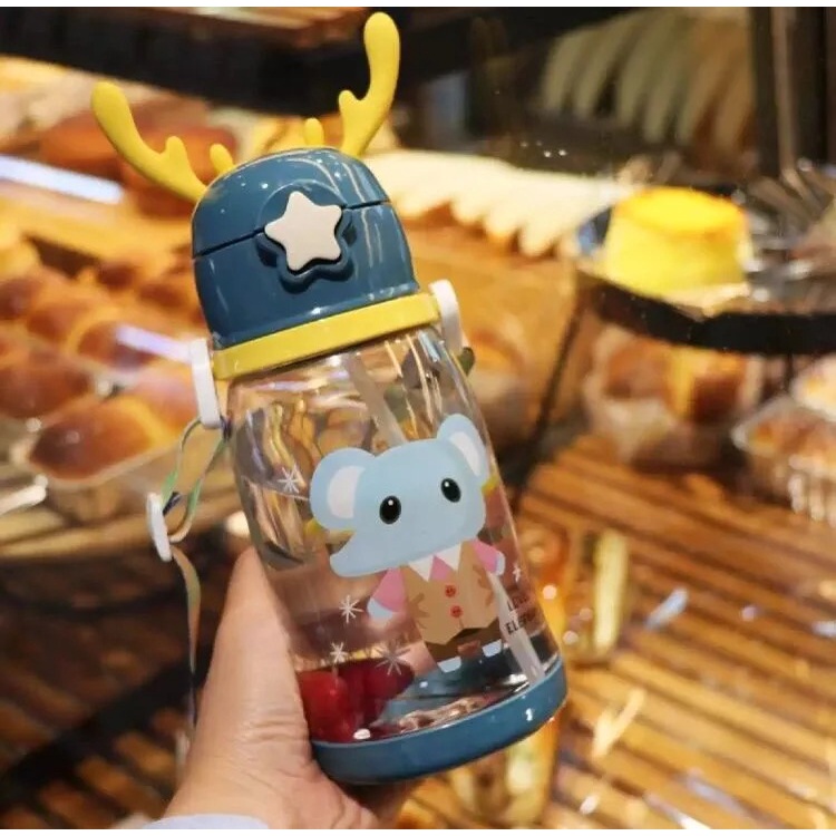 Botol Minum Anak Tanduk Rusa Botol BPA Free Motif lucu Tali Dibagian Botol