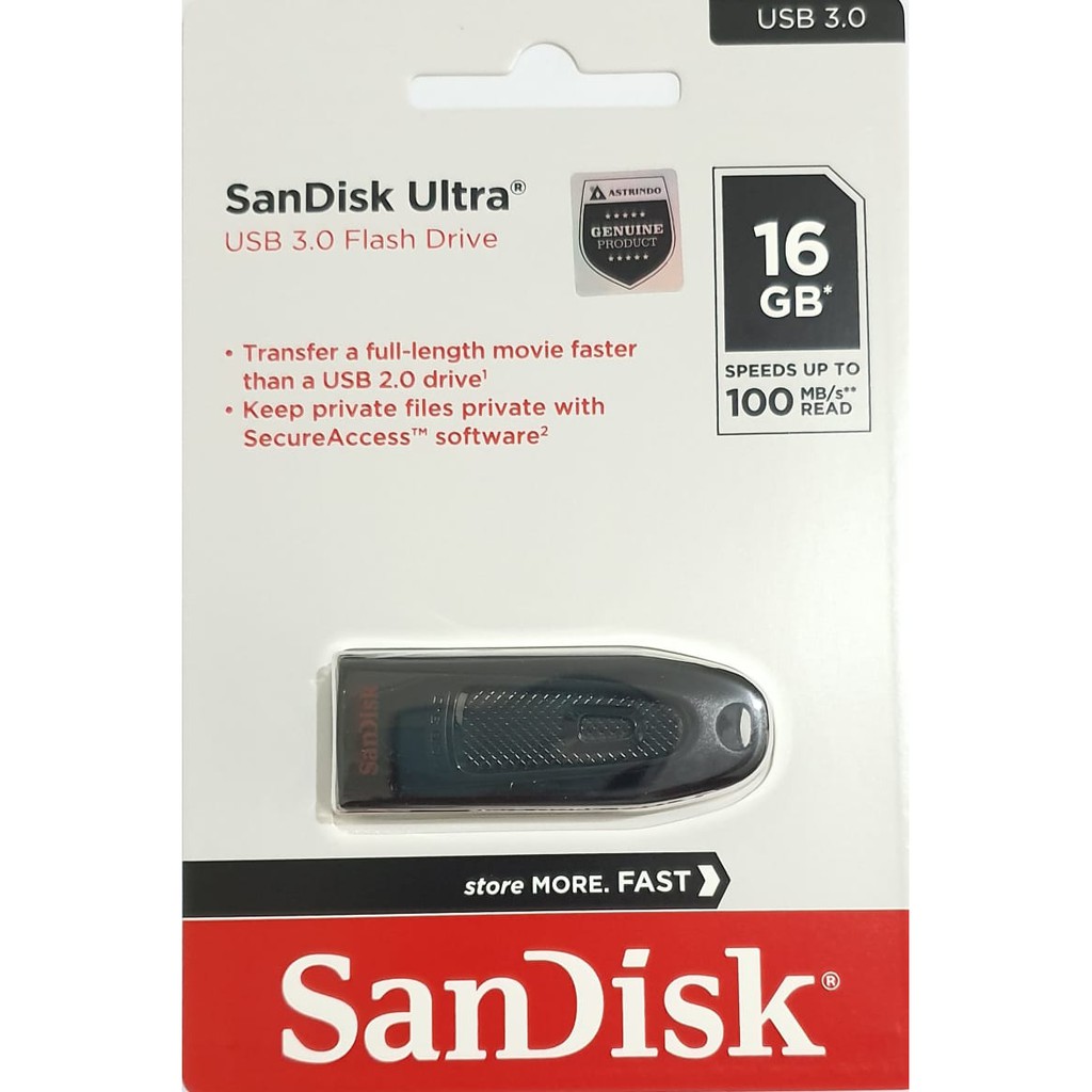 SanDisk Ultra Flashdisk USB 3.0 Flash Drive - CZ48 16GB - Hitam