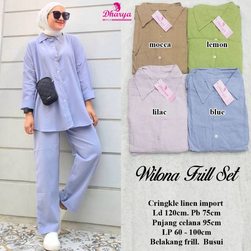 Wilona Frill Set (set crinkle linen import)