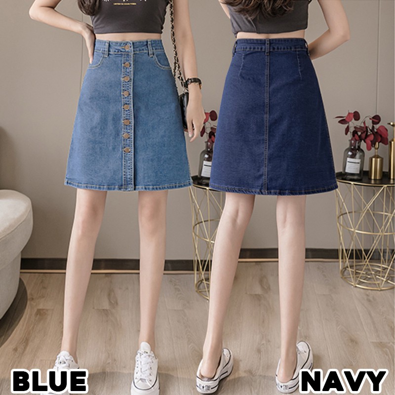 KARAKOREA 6155 Sunmi Denim Skirt Rok Jeans Rok Midi Rok Denim/Rok jeans wanita/Rok Jeans Korea/Rok wanita/Rok Pendek