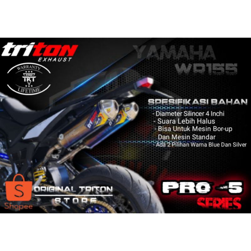 Knalpot Yamaha WR 155 wr155 Silincer Type Pro-5 Original Triton Exhaust Ngebass Padat
