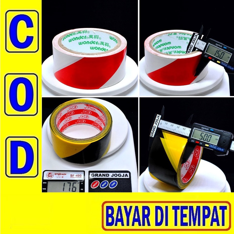 KOM 7E Lakban Safety 23 Meter Perekat Pengaman Garis Polisi Safety Solasi Lakban Warna Warning Polic