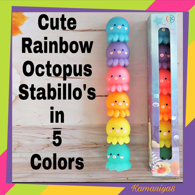 

Cute Rainbow Octopus Stabilo's in 5 Colors