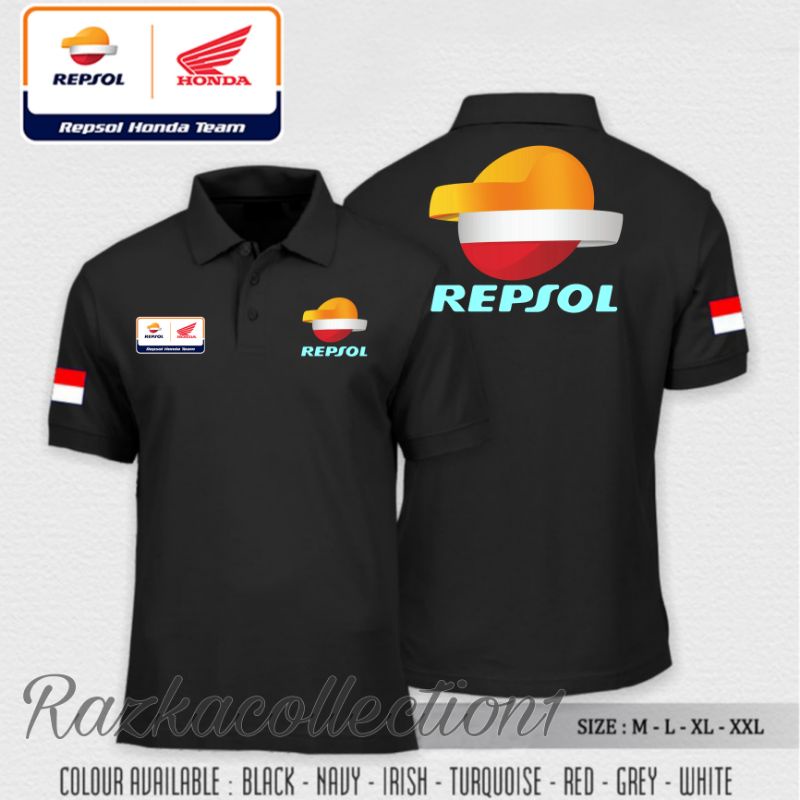 Polo Shirt Kaos Polo Logo Honda Repsol T-shirt Otomotif Motor Fremium - Razkacollection1