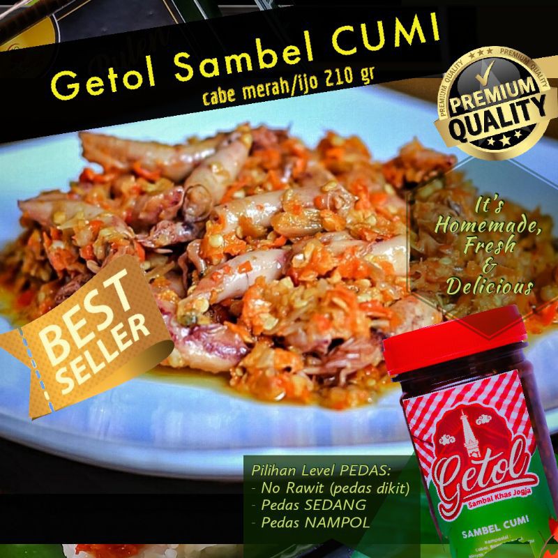 

Sambel CUMI pedas / Getol sambel cumi, bawang, teri, tongkol, tuna, paru / sambel kemasan botol