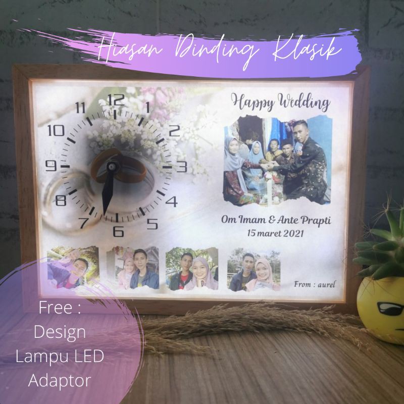 Jam Hias Dinding Unik Frame Foto Kayu Custom Keren