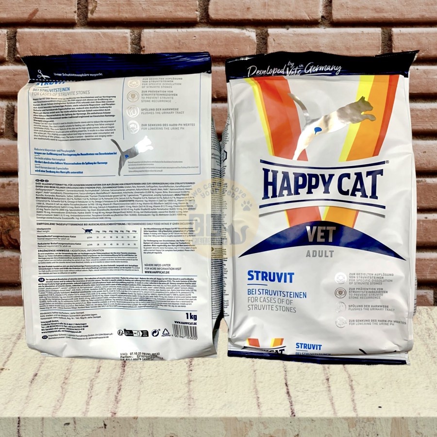 happy cat vet struvit 1kg dry food makanan khusus pengobatan saluran