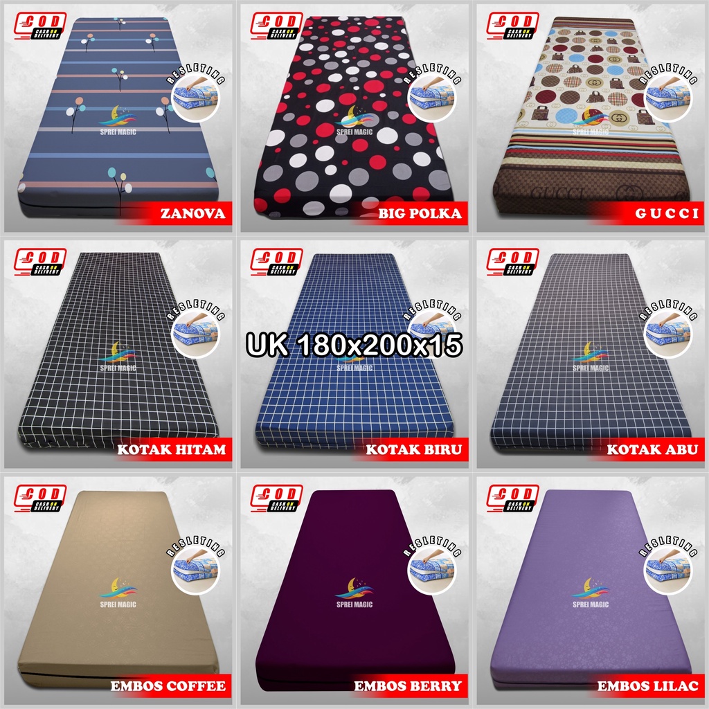 Sarung Kasur 180 180x200 180 x 200 180x200x15 180x200x20 Sprei Resleting Seprei Busa Seprai UC1