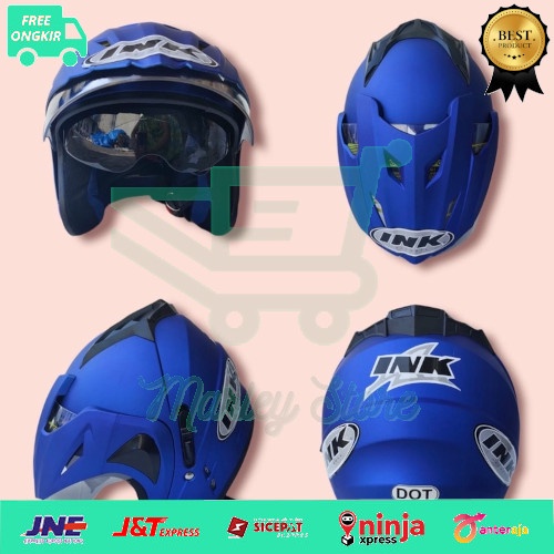 Helm jp8 T1 tempel stiker ink biru doff free packing aman warna lucu