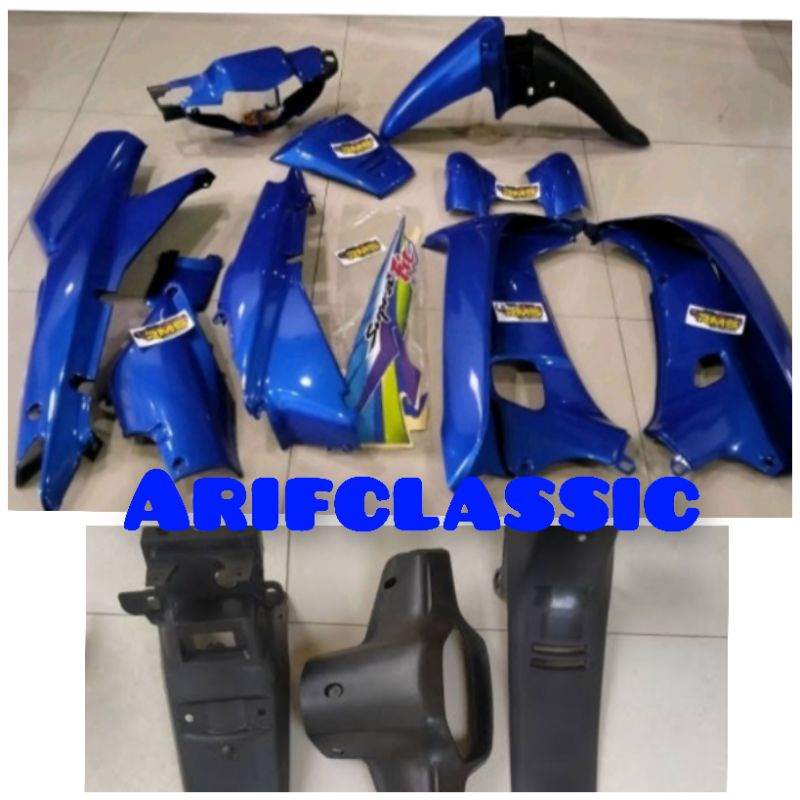full set body halus dan kasar supra fit lama biru bonus striping