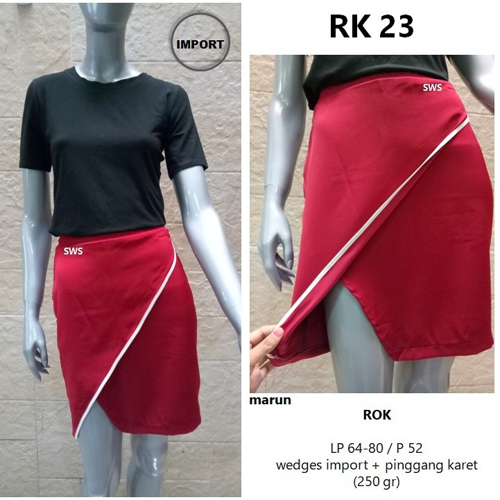 RK23 - ROK MINI WANITA SEPAN POLOS ROK BELAH PINGGIR IMPORT