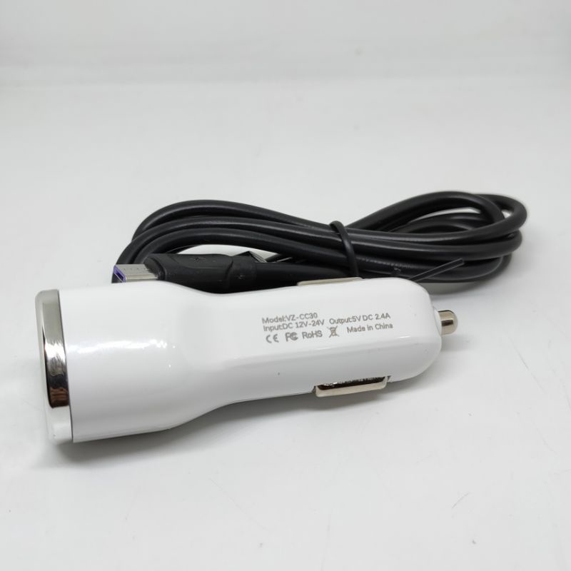 Car Charger Saver Mobil Vizz CC30 2.4A 2 USB Plus kabel Micro