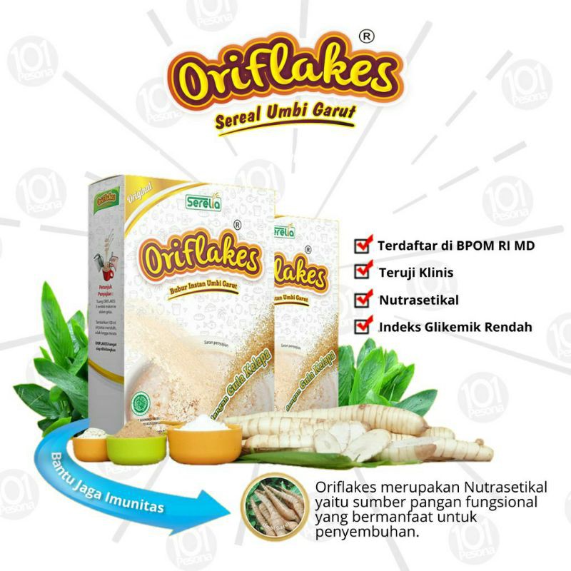 

oriflakes sereal umbi garut ukuran 900gram