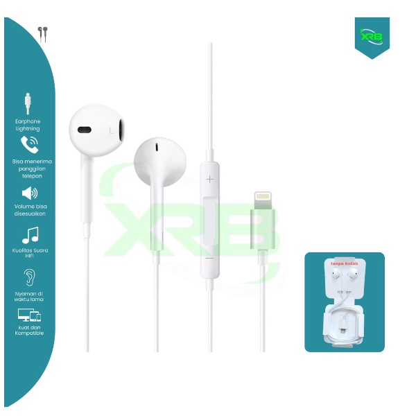 Headset Lightning for iPhone Lightning Adapter Headset Putih iPhone