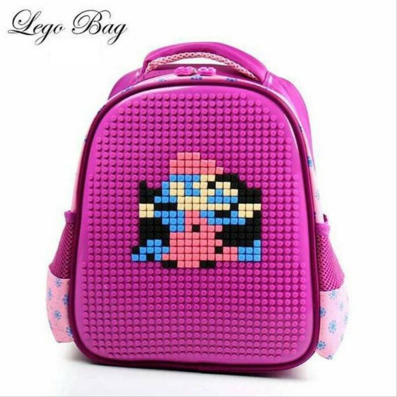 Tas Sekolah Anak TK Model Lego Ransel TK Playgroup Backpack Anak Perempuan dan Laki - Laki Free Pixel Lego