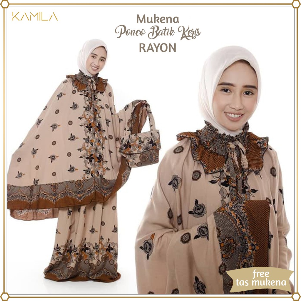 Mukena Dewasa Ponco Bahan  Rayon Bali  Premium Motif Batik 