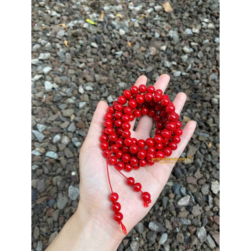 TEMBUS CAHAYA | Tasbih Koral Merah / Red Coral / Marjan Merah Premium - 8mm