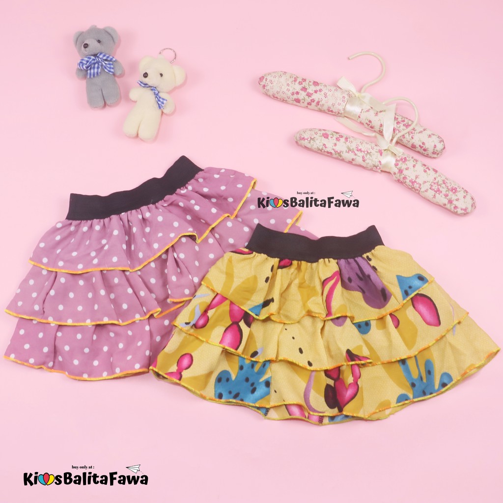 Rok Tumpuk Motif uk 1-2 Tahun / Rok Anak Perempuan Cewek Murah Skirt Pendek Polos Lucu Grosir Cewek