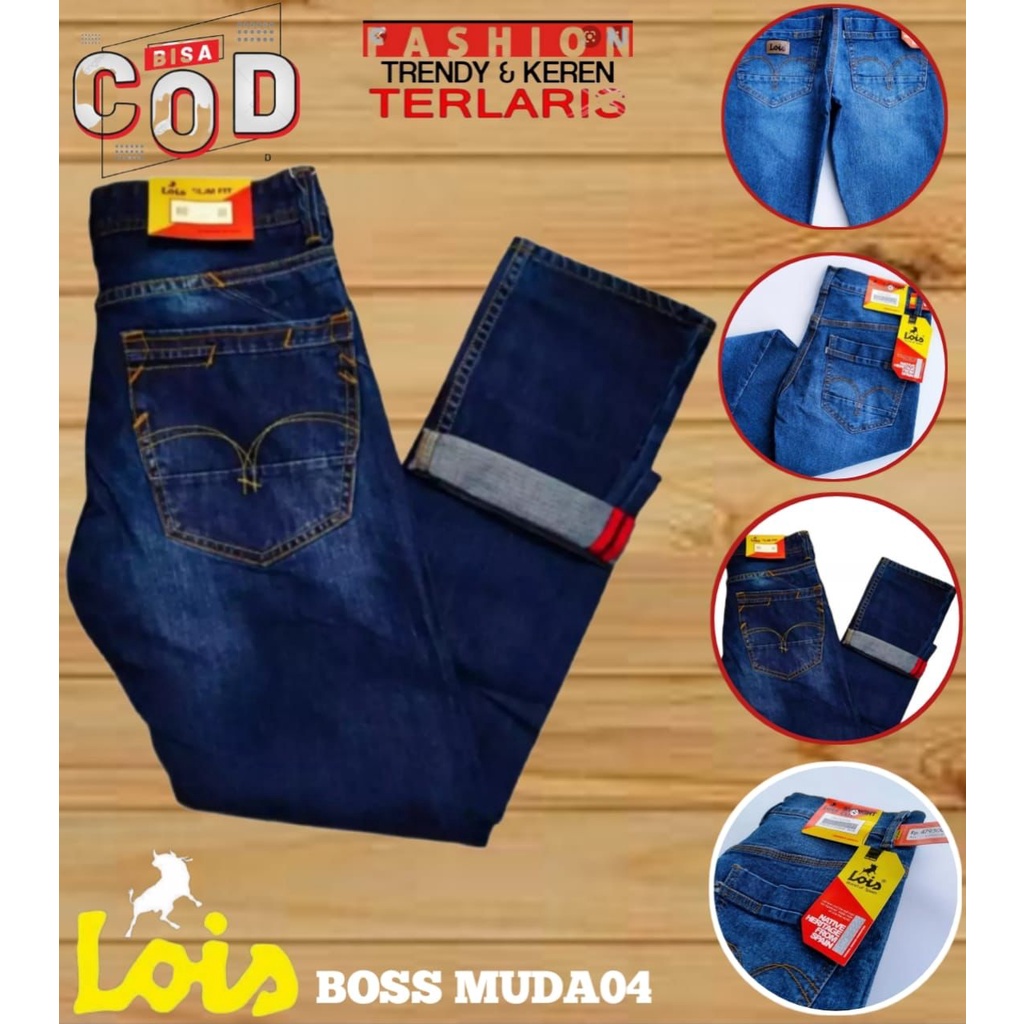 promo celana pria murah meria - celana lois original brand - celana jeans pria warna biru - celana l