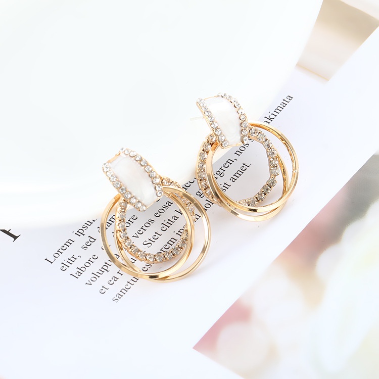 Baru trendi Korea Opal rhinestone Stud sederhana anggun multi-lapisan anting anting-anting wanita an