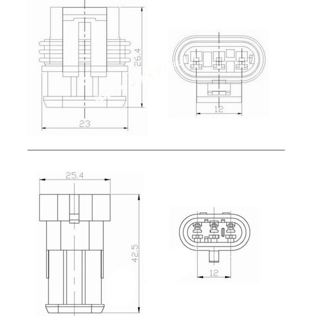 Socket Waterproof 3p Mobil Motor lampu HID Soket Anti Air 3 pin connector konektor