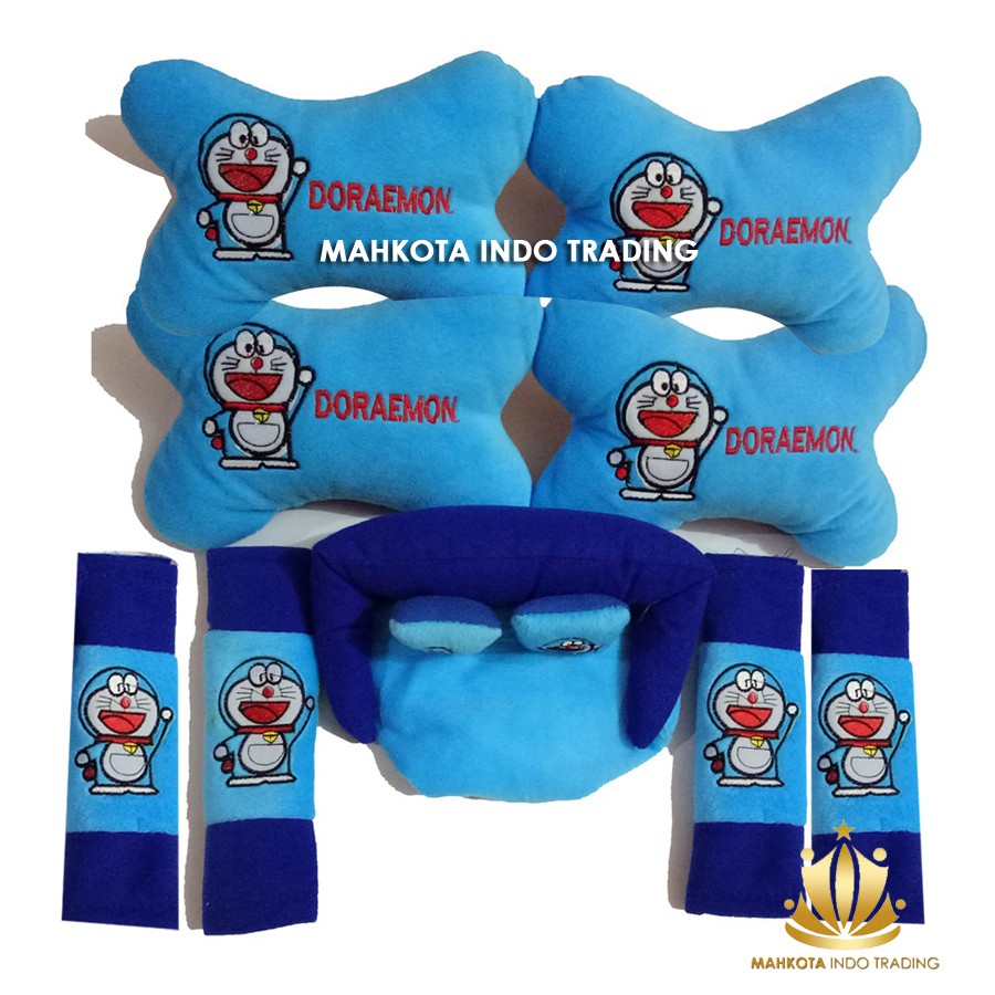 Bantal Jok Mobil Doraemon Set 9 PC / Bantal Leher Mobil DORAEMON 9 PC PROMO MURAH