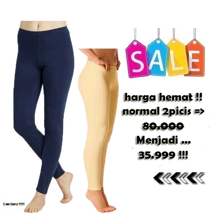 Beli 2 harga lebih hemat Legging panjang wanita polos warna hitam dan putih muat sampai bb 50 kg bahan spandex premium