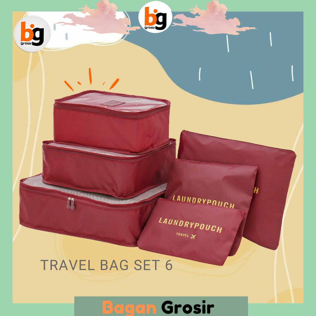 BG / COD / TAS TRAVEL TINGKAT BAG ORGANIZER STORAGE TAS TRAVEL &amp; KOPER / TAS 6 SET TRAVEL TT-04-6IN1