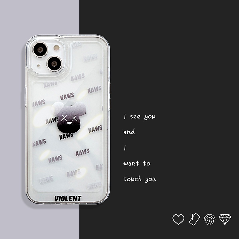 Soft Case Transparan Motif Kaws Untuk Iphone 11 12 13 7p 8p X XS XR Pro Max Plus Pro Max